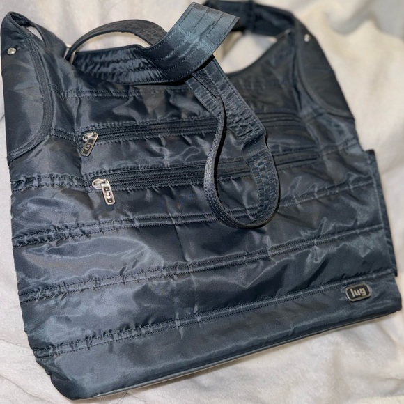 LUG GRAY CROSSBODY/MESSENGER BAG W BOTTLE HOLDER KEY FOB LOTS OF POCKETS - Picture 9 of 14